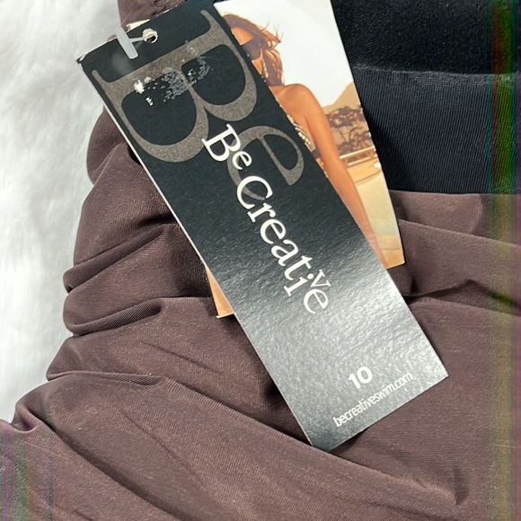 Be Creative Swimsuit Halter Style One piece Size 10 NWT Brown - Picture 6 of 10